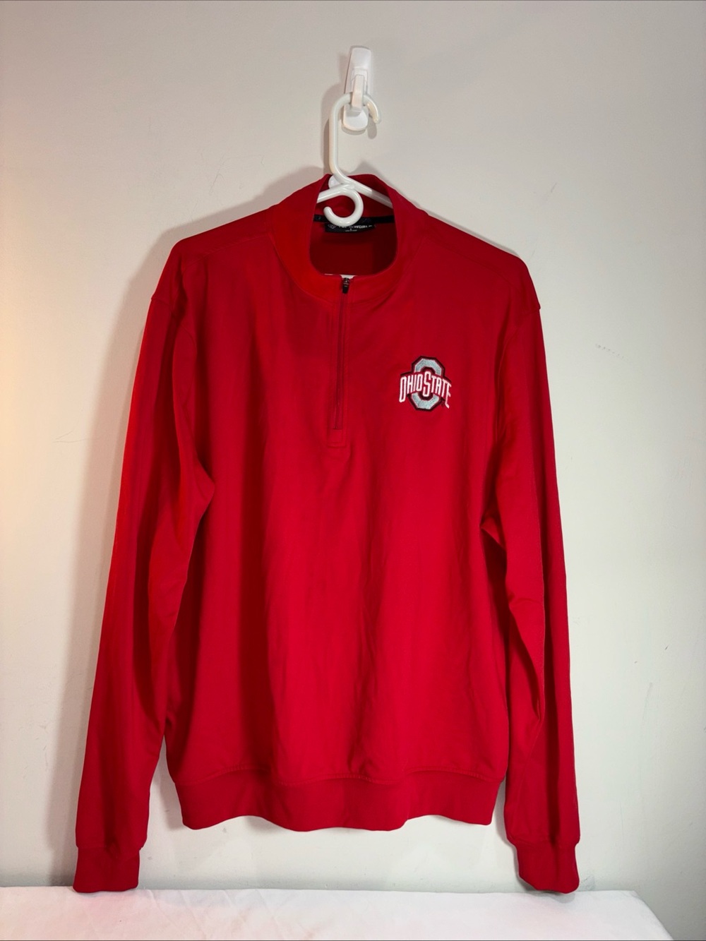Ohio State Football lightweight Men's Red Quarter-Zip Pullover. 958